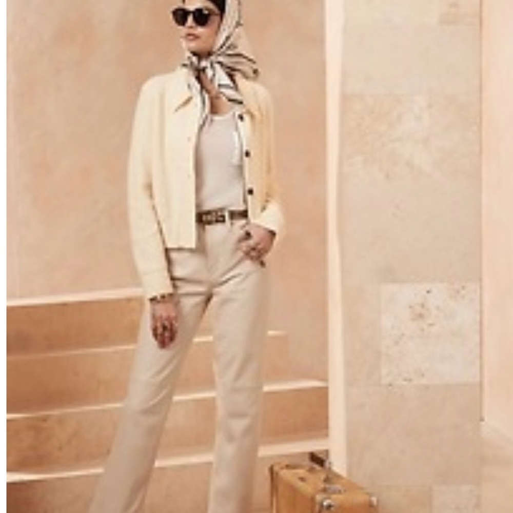 Banana Republic Moto style cream colored wool blend sweater size L NWT